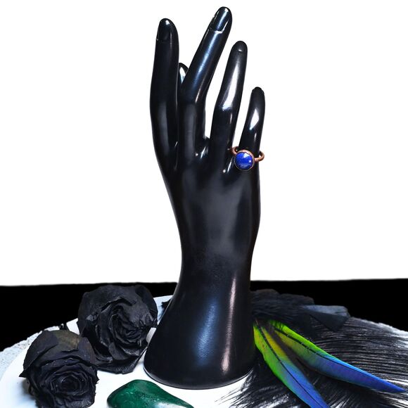 Lapis Lazuli Round Cabachon Electroformed Copper Ring - Picture 4 of 4